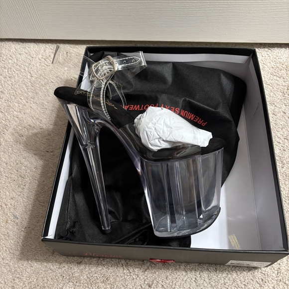 Clear Platform Stiletto Heels with Black Insole by Pleaser - Picture 6 of 13